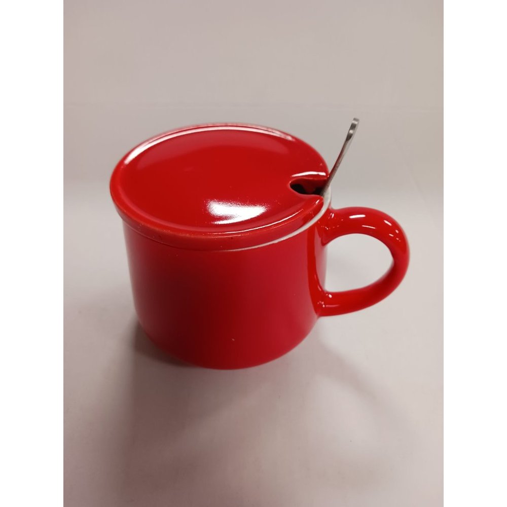 Red Ceramic Mug Christmas Coffee Tea Cup With Lid 3D Present Inside Cup NEW